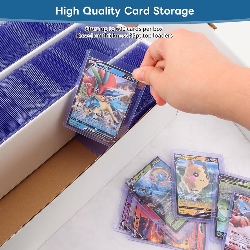 HIMOMO 4 Pack Trading Card Storage Box, 2340 Count Card Storage Box White Sports Cards Storage Box Card Organizer Box Trading Card Box for Storing Protecting and Organizing Soccer Basketball Game Cards - Image 5